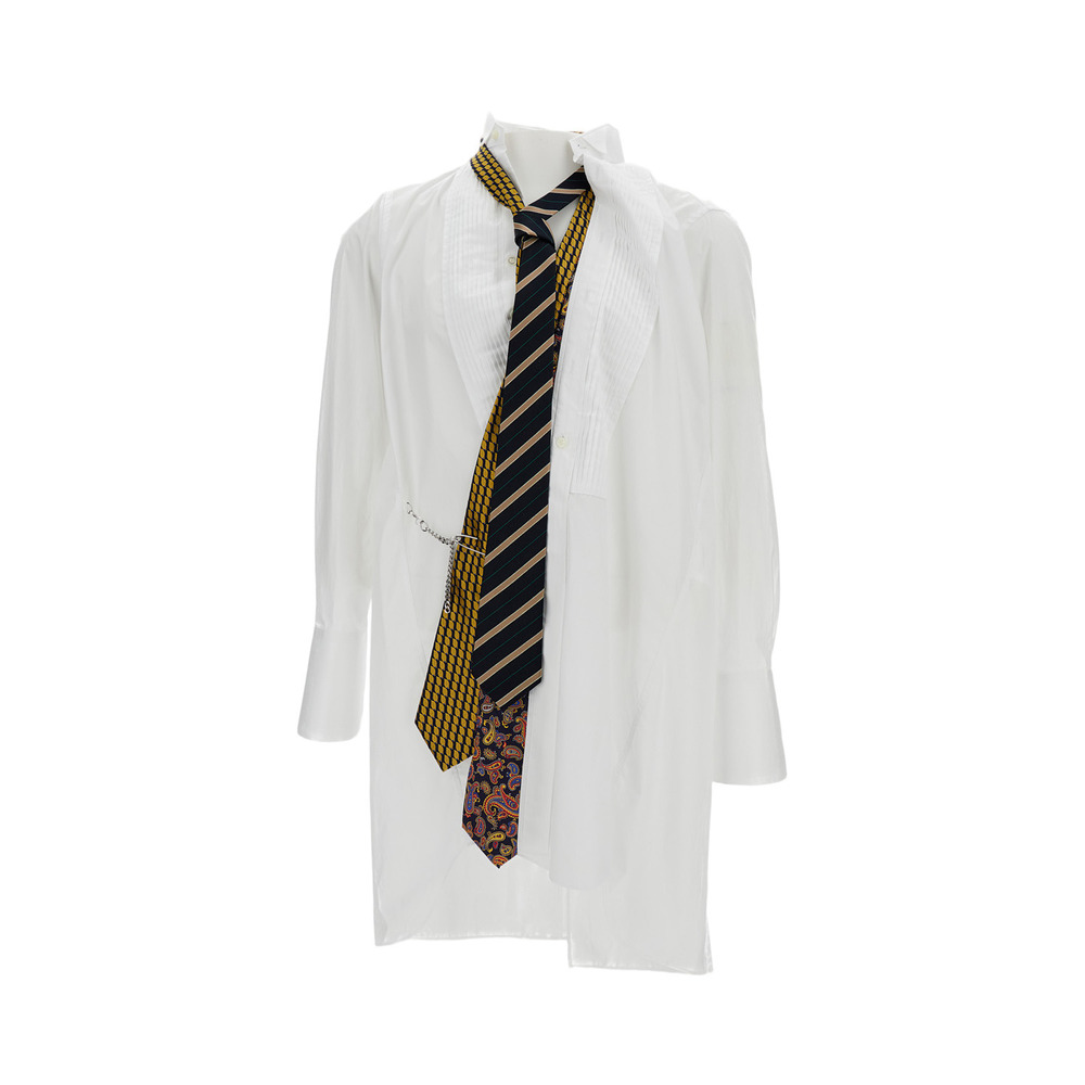 JUNYA WATANABE White Asymmetrical Long Cotton Shirt